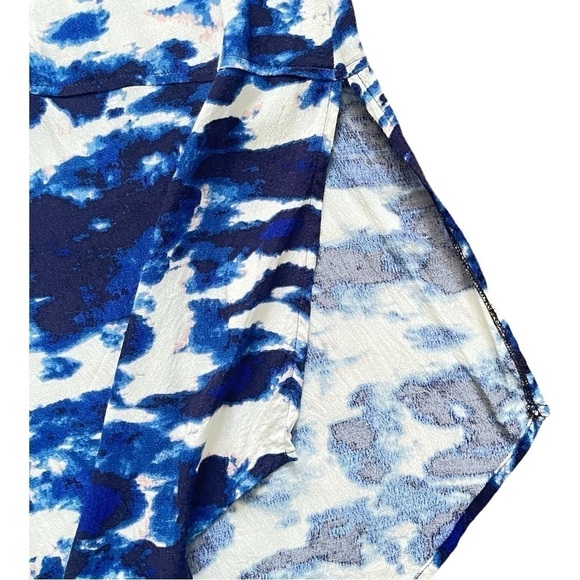 Michael Stars tunic dress multicolor round split hem 3/4 sleeves snaps Women M - Picture 10 of 17